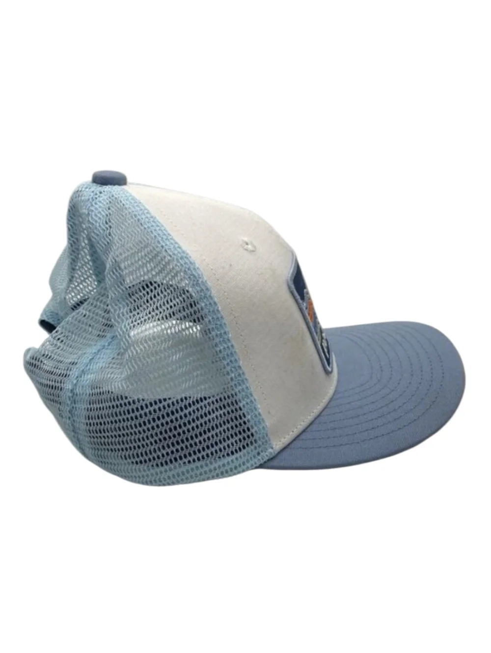 Patagonia Two-Tone Light Blue and White Mesh Kids Trucker Hat Organic Womens